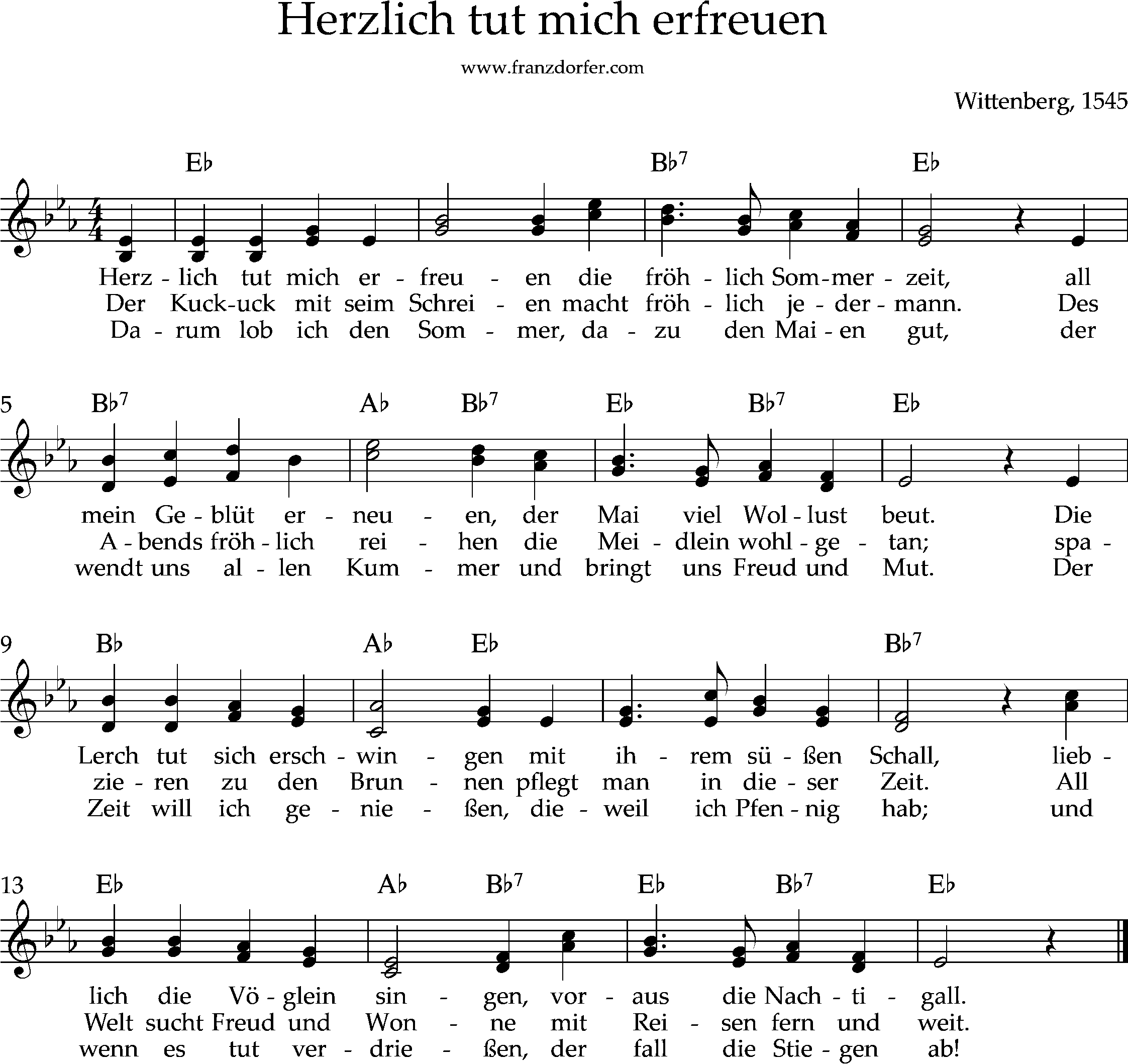 herzlich tut mich erfreuen im 4/4 Takt